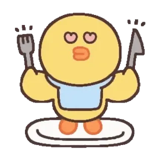 🐻 anatra, forchetta, coltello, piatto, cibo, carino, cartone animato whatsapp sticker