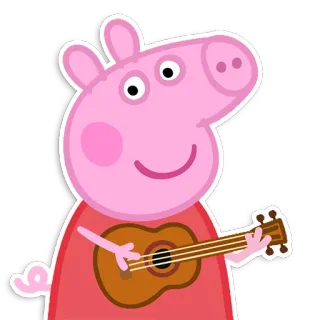 🎸 Peppa Pig cartoon, varken, gitaar, Peppa, dier telegram sticker