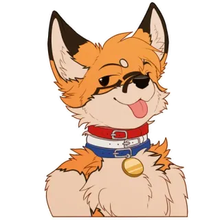 😝 rubah, furry, hewan, kerah, kartun telegram sticker
