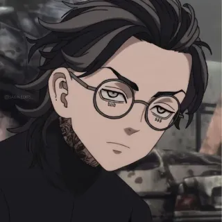 🖤 Аниме, Очки, Тату, Персонаж, Иллюстрация telegram sticker