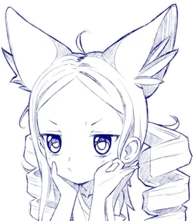 😠 Anime, Gadis rubah, Kemonomimi, Sketsa, Lucu, Telinga, Gadis, Karakter telegram sticker
