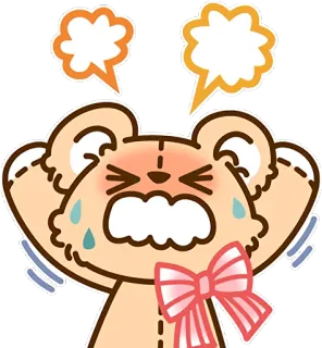 😠 卡通, 可爱, 泰迪熊, 生气, 沮丧, 压力大 telegram sticker