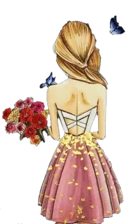💐 mode, fleurs, robe, fille, papillons whatsapp sticker