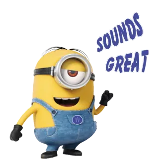 💪 Minion Despicable Me SOUNDS GREAT มินเนี่ยน, เสียงดี, ตกลง, การ์ตูน, มีความสุข, มิสเตอร์แสบ ร้ายเกินพิกัด, แอนิเมชัน telegram sticker