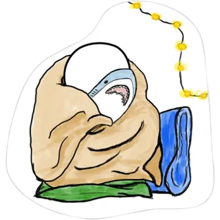 🙂 tubarão, cobertor, ovo, animal, fofo whatsapp sticker