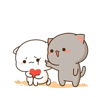 💈 katzen, kawaii, niedlich, herz, pfirsich, cartoon telegram sticker