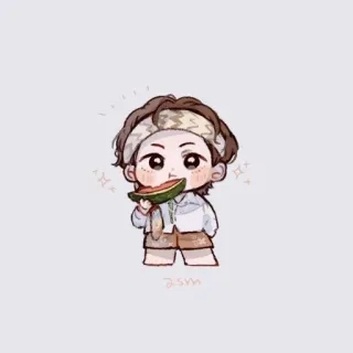 😏 만화, 치비, 수박, 귀여운, 캐릭터, 일러스트 telegram sticker