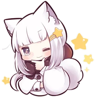 😉 Аниме, Чиби, Каваий, Милый, Звезда, Подмигивание, Мультфильм, Манга telegram sticker