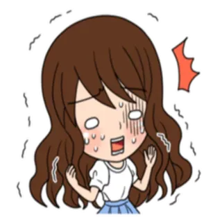 😱 Мультфильм, Женщина, Испуганная, Тревожная, Нервная, Девушка telegram sticker