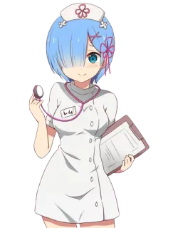 💉 Rem anime, nurse, re zero, maid, cute whatsapp sticker