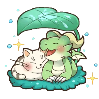 👥 dessin animé, animal, dragon, chat, mignon, amitié, joyeux telegram sticker