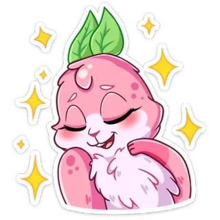 😊 น่ารัก, คาวาอิ, สีชมพู, สัตว์, การ์ตูน, ภาพประกอบ, ประกาย, กระต่าย telegram sticker