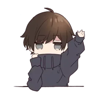✋ Chibi, Anime, Lindo, Dibujos animados, Triste, Suéter, Ilustración, Kawaii whatsapp sticker