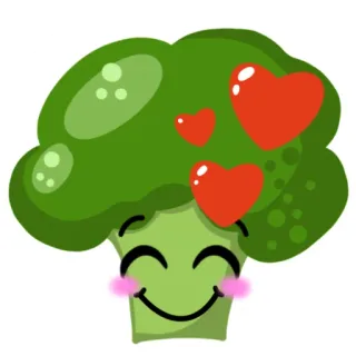 😍 brokoli, sayur, imut, hati, makanan, kawaii whatsapp sticker