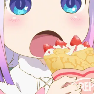 🍩 Kanna Kamui Miss Kobayashi's Dragon Maid Anime, Makan, Krep, Naga, Lucu, Kawaii whatsapp sticker