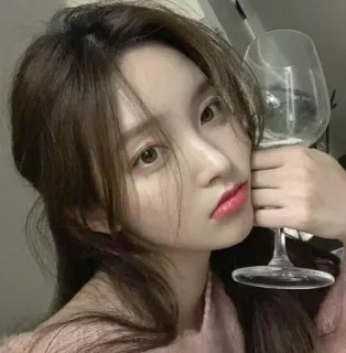 🫐 woman, girl, portrait, wine glass, casual, beauty telegram sticker