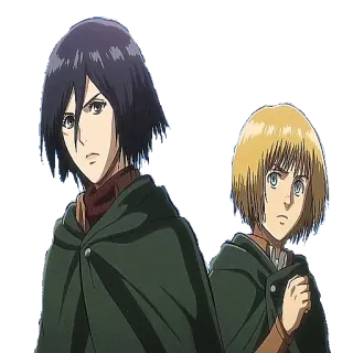👥 Mikasa Ackerman Attack on Titan アニメ, 進撃の巨人, キャラクター, ミカサ, アルミン, 兵士, 軍事 telegram sticker