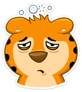 😒 스티커, 호랑이, 동물, 만화, 지침, 피곤한, 아픈, 두통 telegram sticker