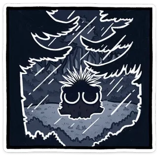 ⭐ rừng, mưa, thiên nhiên, cây, dễ thương, động vật, hình minh họa telegram sticker