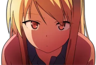 😐 anime, cartoon, girl, blond hair, eyes telegram sticker