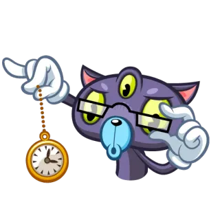 😳 hoạt hình, mèo, thôi miên, đồng hồ, kính telegram sticker