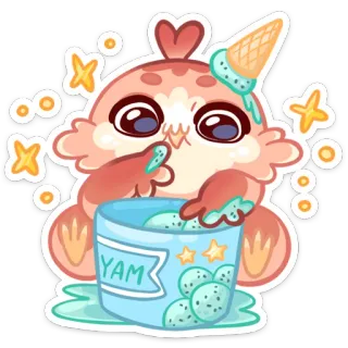 🍦 YAM милый, монстр, мороженое, сладкий, каваий, мультфильм, ямс, десерт telegram sticker