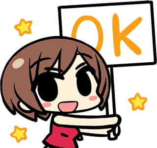 😃 OK аниме, девушка, ок, одобрение, звезды telegram sticker