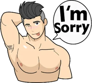 😜 I'm Sorry apology, sorry, cartoon, character, male, expression, winking telegram sticker