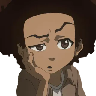🤨 Huey Freeman The Boondocks Kartun, Serius, Pemikir, Anime telegram sticker