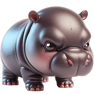 😤 カバ, かわいい, 動物, 漫画, 赤ちゃんカバ, グレー, 哺乳類 whatsapp sticker