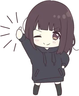 💗 anime girl, cartoon, cute, positive gesture, thumbs up telegram sticker