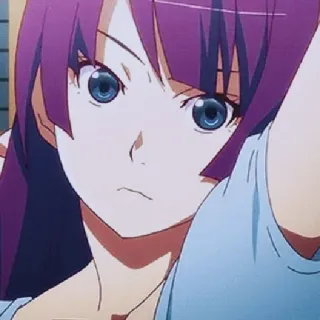 🧿 Hitagi Senjougahara Bakemonogatari Anime, Mädchen, Charakter, lila Haare telegram sticker