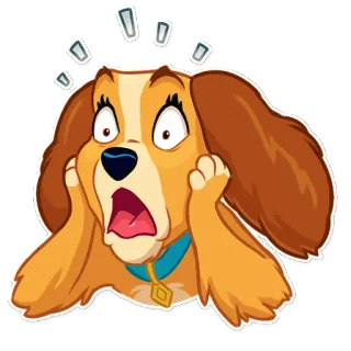 😱 Lady Lady and the Tramp chien, dessin animé, disney, choqué, expression, mignon telegram sticker