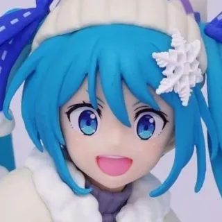 😀 garota anime, inverno, floco de neve, chapéu, fofa, vocaloid, miku whatsapp sticker