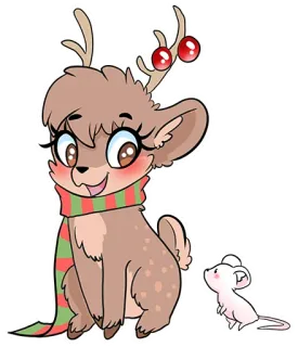 🐭 deer, mouse, christmas, cute, cartoon, animal, winter, festive telegram sticker