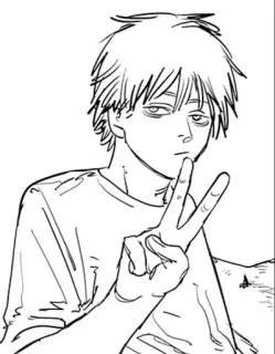 🌟 Denji Chainsaw Man Anime, Manga, Chainsaw Man, Denji, Personaje, Signo de paz telegram sticker