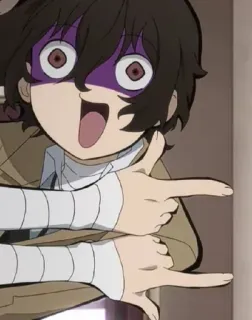 🥩 Osamu Dazai Bungo Stray Dogs Anime, Bungo Stray Dogs, Osamu Dazai, Charakter, Zeigen, Lustig telegram sticker