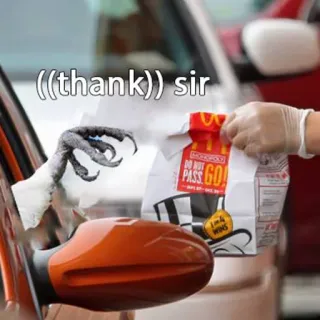 👌 ((thank)) sir oiseau, main, mcdonalds, nourriture, merci, voiture, drive telegram sticker