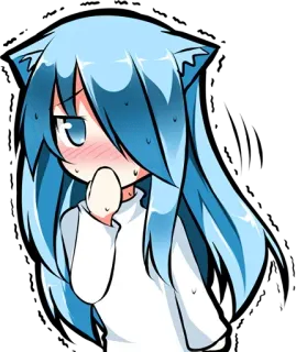 😶 Anime, Manga, Carino, Ragazza, Orecchie da gatto, Arrossire, Chibi whatsapp sticker