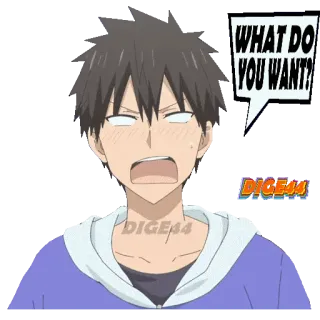 🤌 WHAT DO YOU WANT? anime, question, angry, upset, irritated, speech bubble telegram sticker