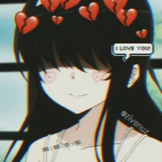 😀 I LOVE YOU! アニメ, 女の子, 愛, ハート, 可愛い telegram sticker