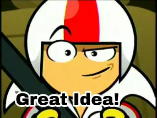 😲 Kick Buttowski Great Idea! мультфильм, улыбается, шлем, отлично, идея telegram sticker