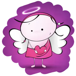 💜 malaikat, hati, imut, kartun, sayap, lingkaran cahaya telegram sticker
