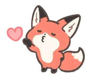 💕 キツネ, かわいい, 動物, ハート, 漫画 telegram sticker