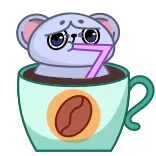 🤩 고양이, 커피, 귀여운, 카와이, 음료, 만화 telegram sticker