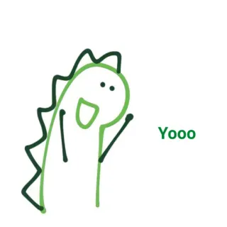 🐛 Yooo dinozaur, kreskówka, powitanie, minimalistyczny, słodki, prosty, przyjazny telegram sticker