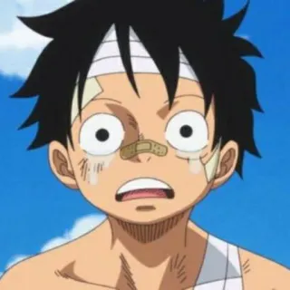 👒 Monkey D. Luffy One Piece アニメ, モンキー・D・ルフィ, ワンピース, 漫画, 負傷, 悲しい telegram sticker