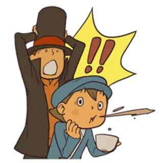 ⁉ Professor Layton 레이튼 교수, 애니메이션, 만화, 흥분, 충격, 비디오 게임 whatsapp sticker