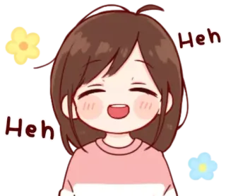☺️ Heh Heh การ์ตูน, น่ารัก, ผู้หญิง, ยิ้ม, มีความสุข, ภาพเคลื่อนไหว telegram sticker
