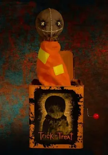 👿 Sam Trick 'r Treat Trick r Treat Terror, Halloween, Truco o trato, Monstruo, Sam, Caja sorpresa whatsapp sticker